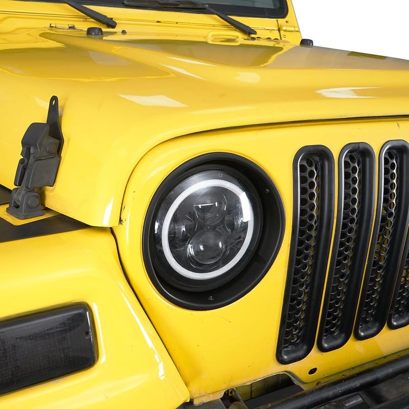 Hooke Road غطاء حواف مصابيح Wrangler TJ باللون الأسود غير اللامع لسيارة جيب رانجلر TJ من 1997-2006 (زوج) - Image 3