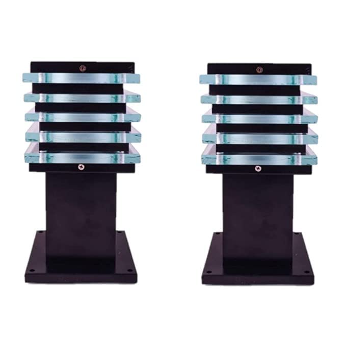 LEGEEN Metal Waterproof Ice Cube Gate Light Lamp Suitable For:- Garden Exterior Entrence Home Main Pillar Entryway Decorative Outdoor Lighting Pack Of-2, Corded Electric, LED, Black - Image 1