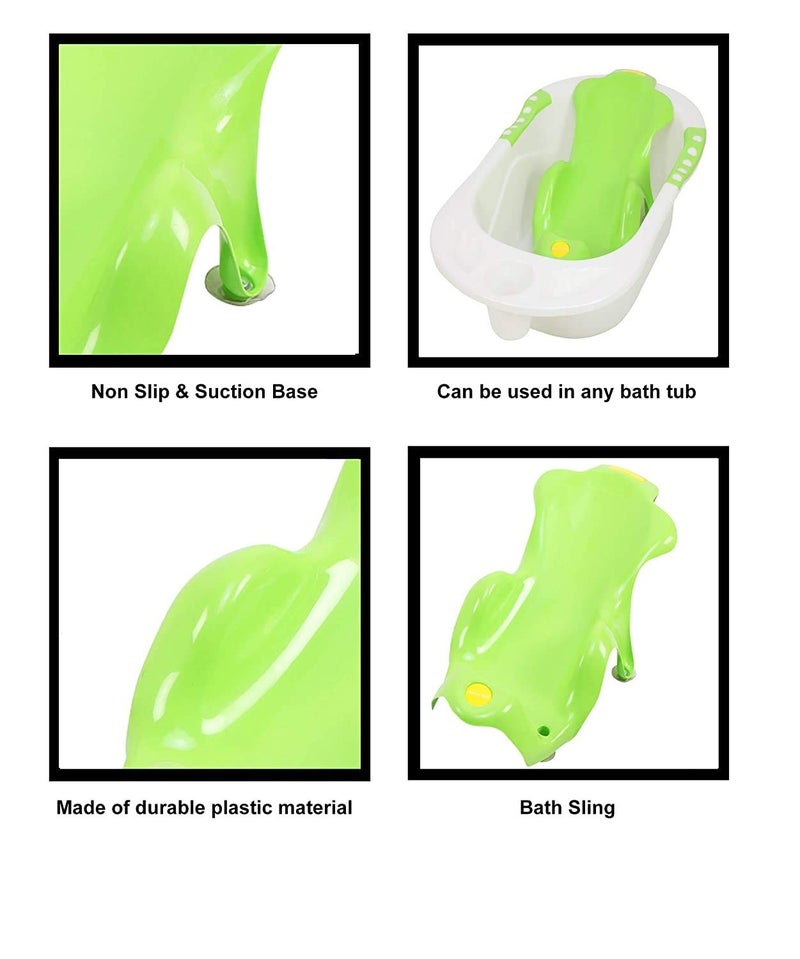 Maanit Baby Bather Set- Bath Tub with Toddler Sling Seat and Shampoo Mug, Bubble Bath Set for Babies (Green) - Image 3
