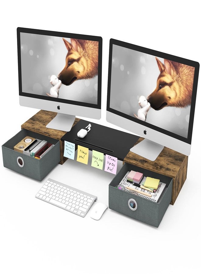 ويستري WESTREE Dual Monitor Stand Riser With Two Drawers extra large