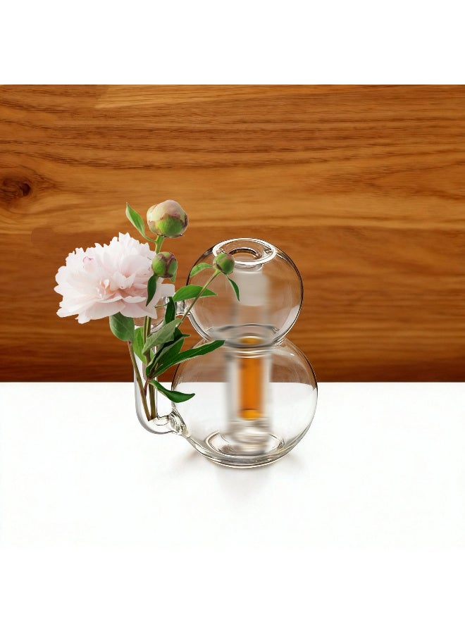 Modern Clear Glass Decorative Vase, Minimalist Double Ball Flower Vase For Living Room Table Home Decor