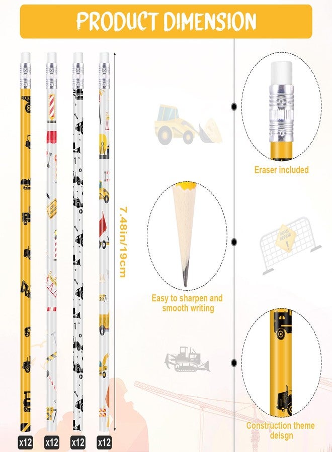 Teling 48 Pcs Construction Party Favors Fun Pencils in Bulk with Eraser for Theme Birthday Supplies Wooden Number 2 Graphite Pencils for Students Back to School Gifts Classroom Birthday Supplies - Image 2