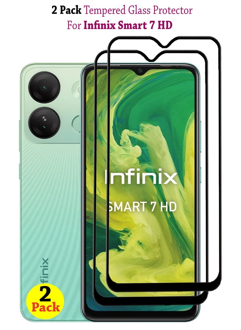 2 Pack Screen Protector for Infinix Smart 7 HD | Tempered Glass Available in Combo Pack | Screen Protector Full HD Quality Tempered Glass Anti-Scratch Edge To Edge Coverage With Easy Installation Kit - Black