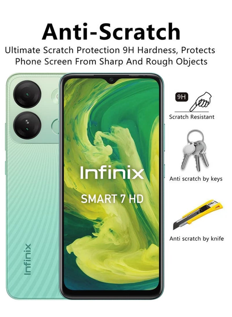 2 Pack Screen Protector for Infinix Smart 7 HD | Tempered Glass Available in Combo Pack | Screen Protector Full HD Quality Tempered Glass Anti-Scratch Edge To Edge Coverage With Easy Installation Kit - Black