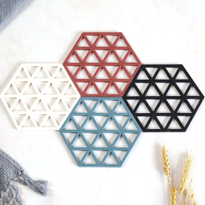 BENCI Large Hexagon Silicone Coasters 6.3” Silicone Trivet Mats Kitchen Hot Pads Pot/Pan mat, Big Coasters for Drinks, for Outdoor Table, Hot Dishes, Countertop (Multi, Set of 8) - Image 3