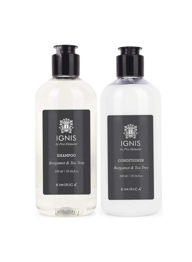 KIMIRICA Ignis Daily Mild Shampoo & Conditioner Hair Care Duo For Men with Goodness of Bergamot and Tea Tree, 100% Vegan, Paraben and SLS Free For All Hair Types (300ml | 300ml) - Image 1