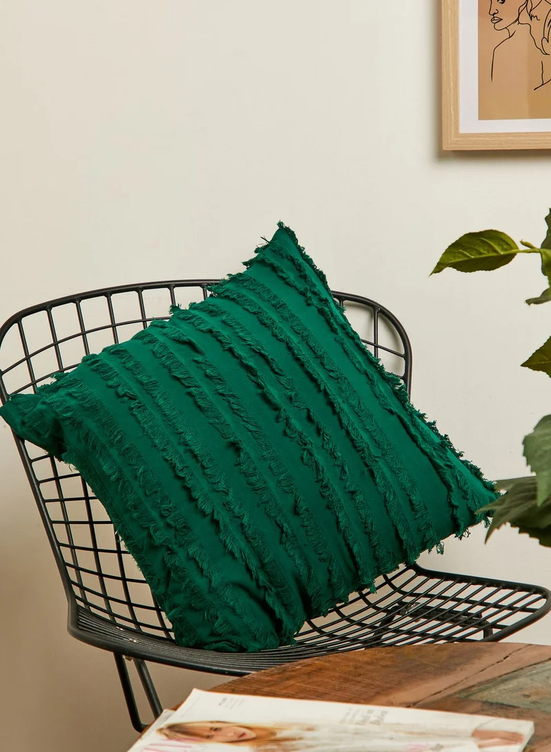 Noire Edit Green Fringe Cushion With Insert