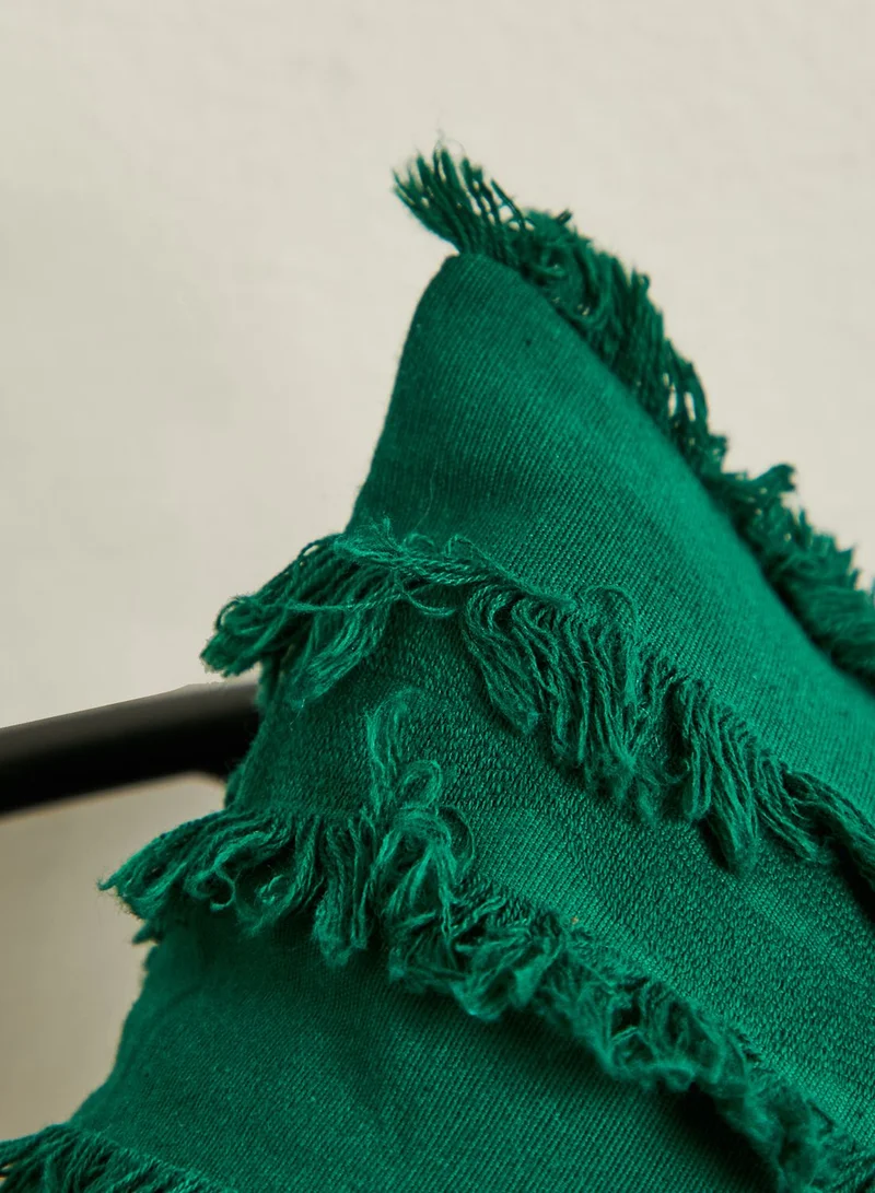 Noire Edit Green Fringe Cushion With Insert