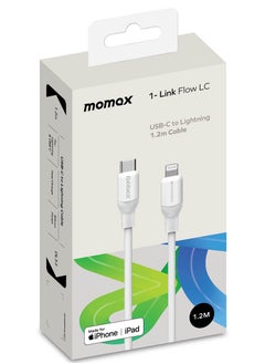 Momax 1-Link Flow [35W] USB-C to Lightning Cable 1.2 meter [MFI Certified] Fast Charge PD 3.0 - White  - Image 2