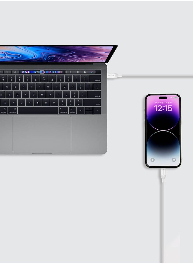 Momax - 1-Link Flow [35W] USB-C to Lightning Cable 1.2 meter [MFI Certified] Fast Charge PD 3.0 - White - Image 1