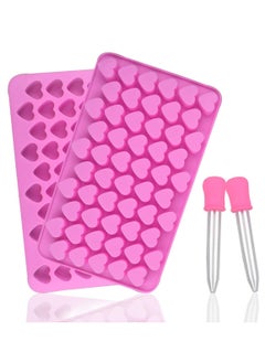 Oasisgalore Silicone Mini Heart Molds with Droppers – Heart-Shaped Molds for Ice, Cake (Pink).  - Image 1