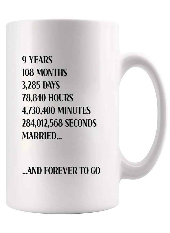 Panvola 9 Years 108 Months 3285 Days 9 Years Anniversary For Couple 9th Year For Boyfriend Girlfriend Wife Husband Partners Valentines Day Romantic Novelty Drinkware Ceramic Mug 11 oz White - Image 1