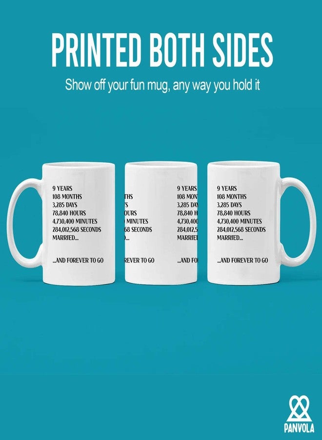 Panvola 9 Years 108 Months 3285 Days 9 Years Anniversary For Couple 9th Year For Boyfriend Girlfriend Wife Husband Partners Valentines Day Romantic Novelty Drinkware Ceramic Mug 11 oz White - Image 3