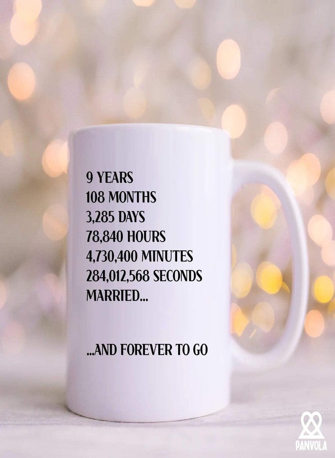 Panvola 9 Years 108 Months 3285 Days 9 Years Anniversary For Couple 9th Year For Boyfriend Girlfriend Wife Husband Partners Valentines Day Romantic Novelty Drinkware Ceramic Mug 11 oz White - Image 4