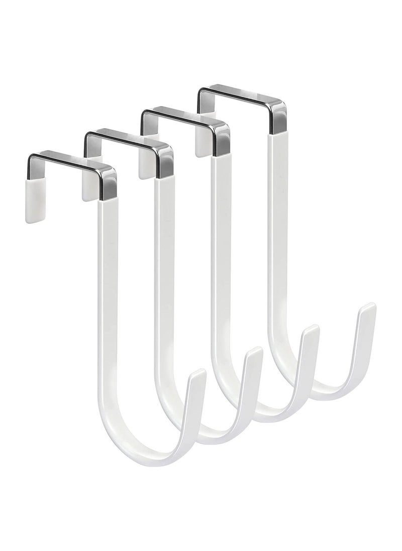 4 Pack Over the Door Hooks with Rubber Heavy Duty Organizer Hooks for Living Room Bathroom Bedroom Kitchen Ideal for Hanging Clothes Towels Hats Coats and Bags White - Image 1