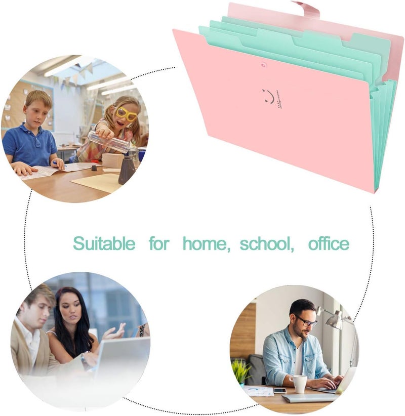 Skydue Expanding File Folder 5 Pockets, Letter A4 Paper Accordion Document Organizer (Pink) - Image 5