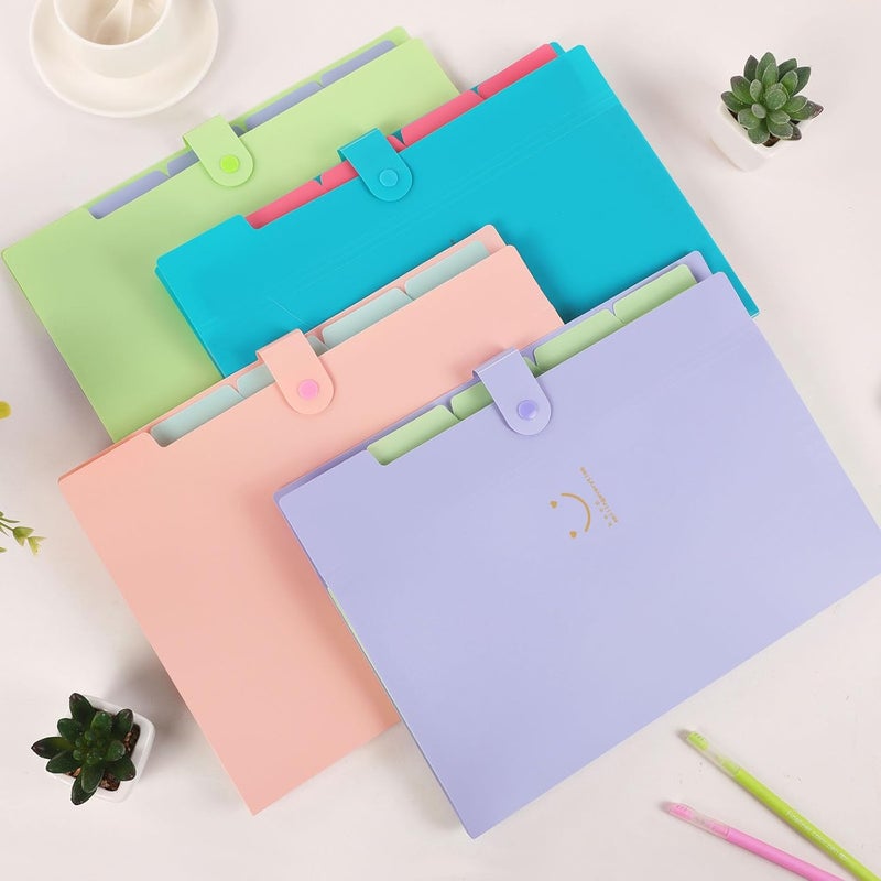 Skydue Expanding File Folder 5 Pockets, Letter A4 Paper Accordion Document Organizer (Pink) - Image 4