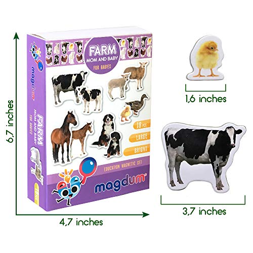 magdum Fridge Magnets for Toddlers - Magdum - 18 Farm Animal Magnets for Refrigerator – Safe Real Magnetic Animals Mom & Baby - Big Realistic magnets for Kids - Learning Toy Set - Children Educational Gift - Image 5