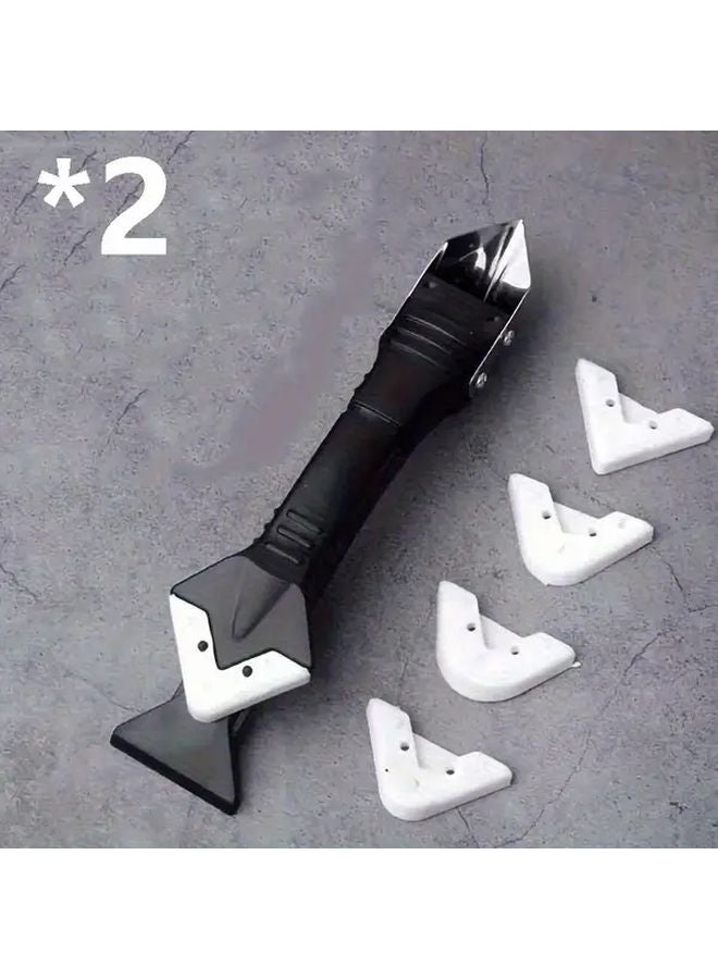 2 Sets 3 in 1 Multifunctional Glue Removal Caulking Tool Stainless Steel Head with 5 Replaceable Gaskets for Kitchen Bathroom Window Frame Seams - Image 4