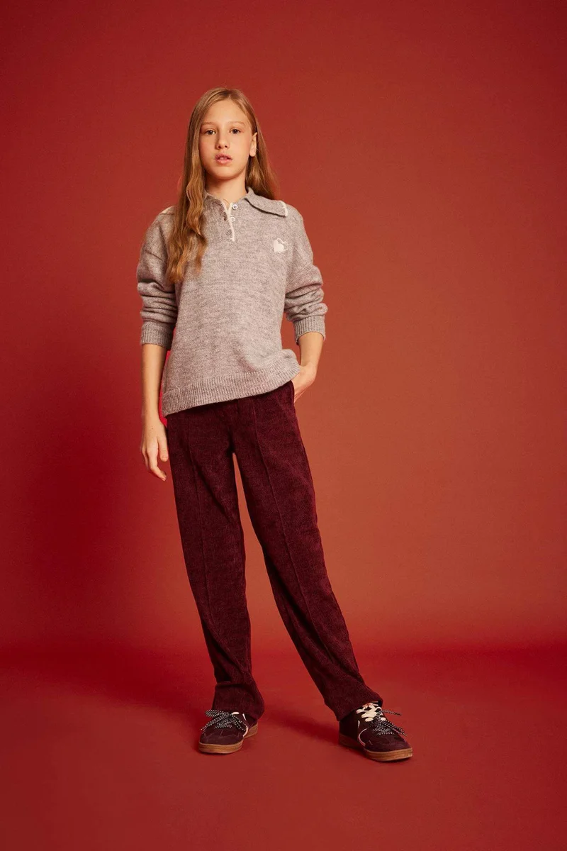 ديفاكتو Girl Wide Leg Velvet Trousers