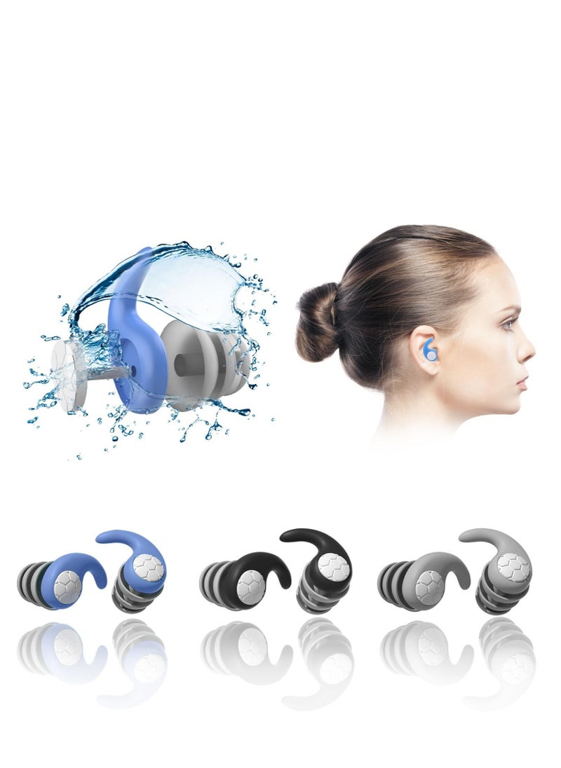 Y&D - Swimming Ear Plugs Waterproof Earplugs - 3 Pairs Silicone Reusable Swim for Adult Kids, Water Sports Showering, Bathing, Surfing Keep Out. - Image 1