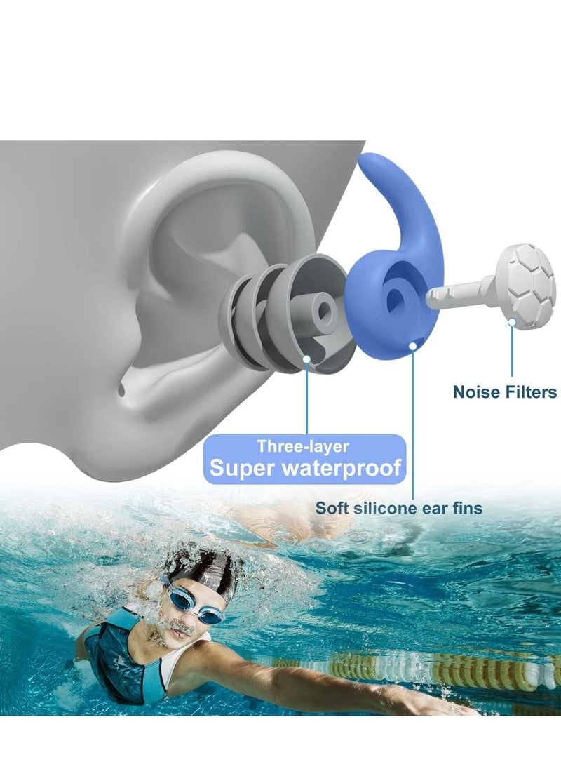 Y&D - Swimming Ear Plugs Waterproof Earplugs - 3 Pairs Silicone Reusable Swim for Adult Kids, Water Sports Showering, Bathing, Surfing Keep Out. - Image 1