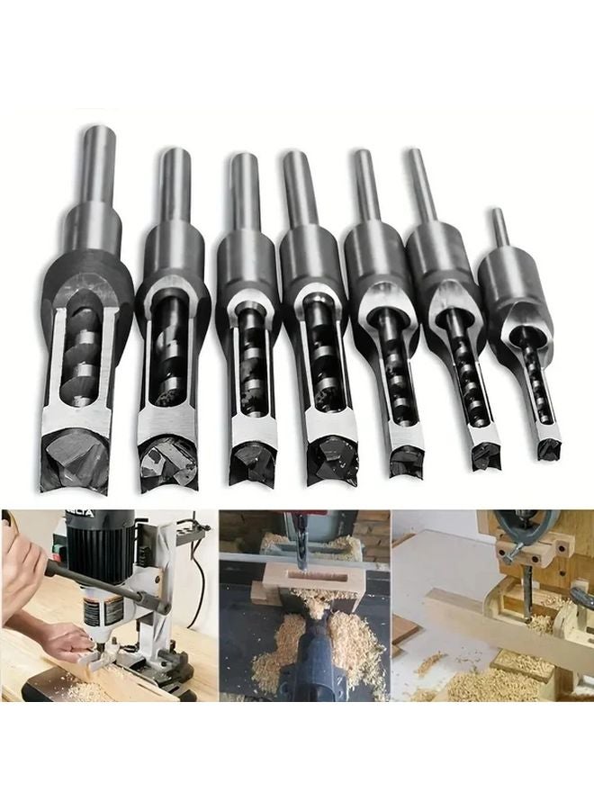 6 4mm Square Hole Drill Manual Handheld Angle Chisel Interchangeable Bits Woodworking Tool - Image 2