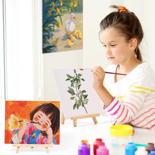 cridoz ألواح قماشية مع حامل للرسم 6 عبوات 8 × 10 بوصة لوحات قماشية للرسم مع حوامل من خشب الصنوبر، مجموعة قماش فارغة للمبتدئين للرسم بالأكريليك والزيت والألوان المائية، حفلة فن الرسم والشرب - Image 2