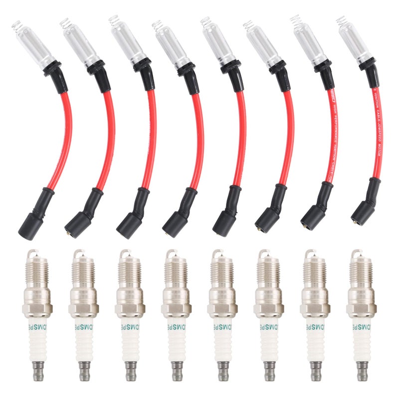شمعات الإشعال إيريديوم 3186 أسلاك شمعات الإشعال M848322 بديل لشيفروليه سيلفرادو سوبربان أفالانش بديل لجيمس يوكون سييرا 53L 60L 62L استبدال 12680072 12621258 7831 483227831 أحمر