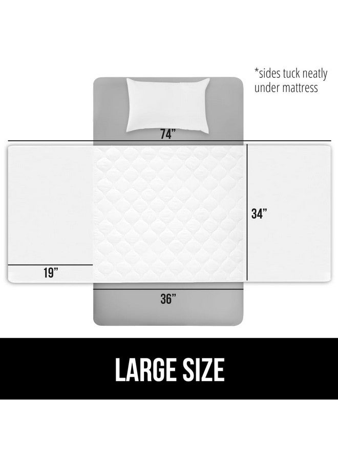 Gorilla Grip GORILLA GRIP Washable Toddler Mattress Incontinence Pads, Waterproof Bed Underpads, Absorbent Leak Proof, 34x36+19in Wings, 2 Pack Slip Resistant Pad Absorbs 8 Cups for Bedwetting Adults Kids, White  - Image 3