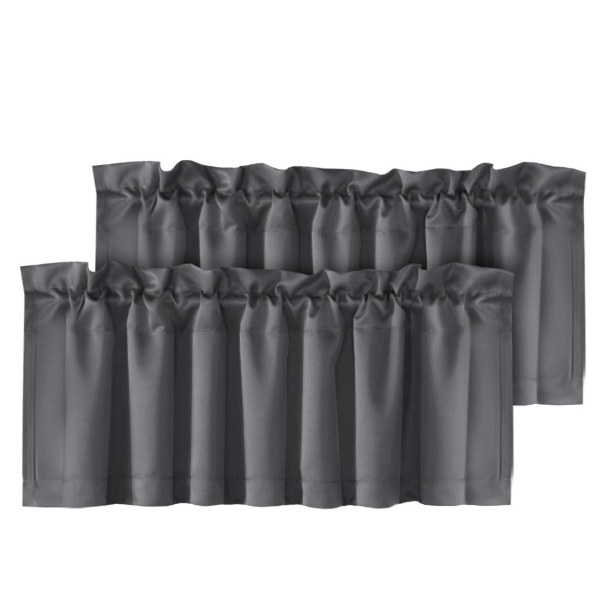 H.VERSAILTEX HVERSAILTEX Blackout Valances for WindowsShort Window Valance Curtains for Living RoomBedroomBathroom Privacy Decorative Rod Pocket Kitchen Valances2 Panels52 W x 18 LCharcoal Gray