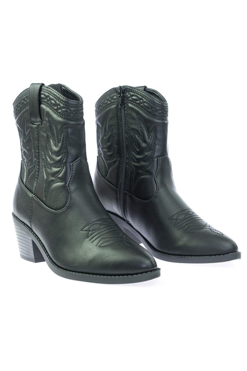 Soda Picotee Women Western Cowboy Cowgirl Stitched Ankle Boots (Black PU, us_footwear_size_system, adult, women, numeric, medium, numeric_10) - Image 3