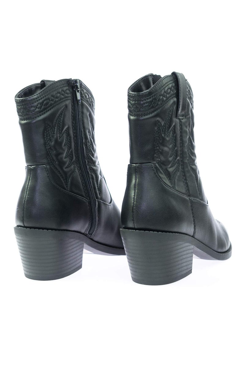 Soda Picotee Women Western Cowboy Cowgirl Stitched Ankle Boots (Black PU, us_footwear_size_system, adult, women, numeric, medium, numeric_10) - Image 4