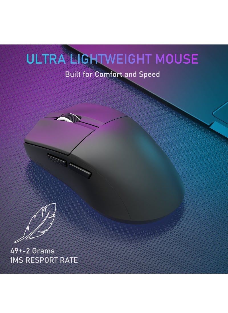 E-YOOSO - X-44 1K Wireless Gaming Mouse,49g Superlight, 26000 Dpi Paw9339, Bluetooth 5.1/2.4G/Wired Programmable Game Mice for Computer Pc Laptop, Black - Image 1