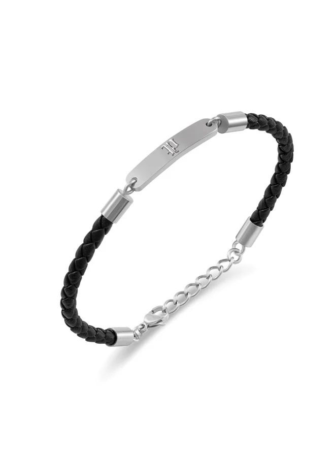 POLICE Interwove Black Braided Leather Bracelet for Men