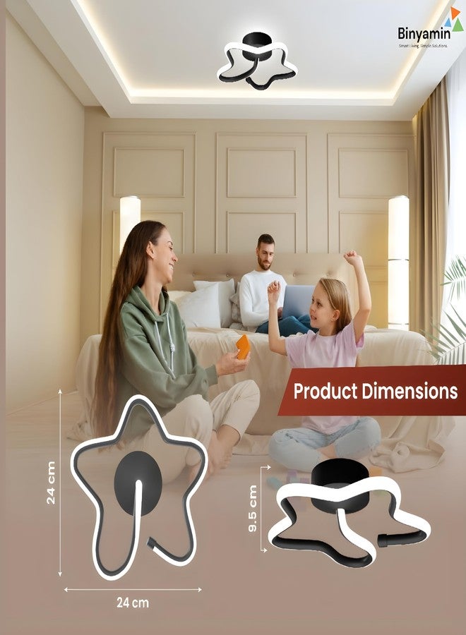 Binyamin Ceiling Light Surface Mount for Entrance Lobby, 50W Surface Ceiling LED Light, LED Light for Living Room Ceiling, 3 Colour Black Flush, Anti-Glare LED Lights for Room (Star) - Image 4