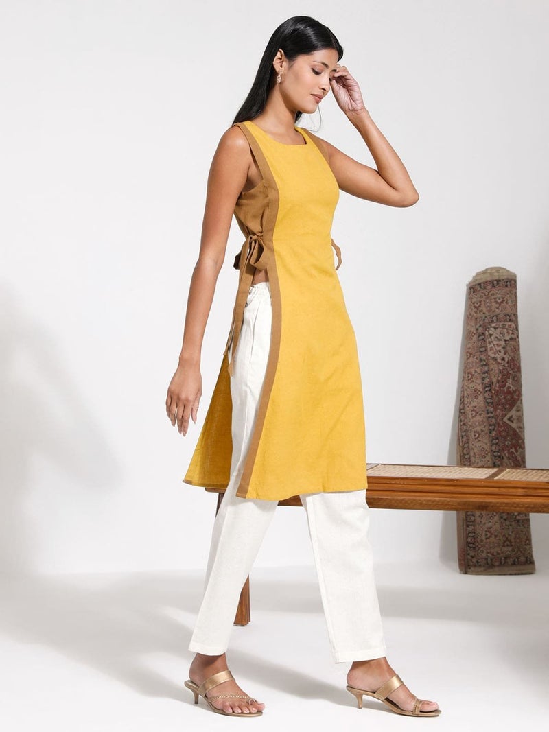 PRASHA WOMEN'S TIE UP DETAIL KURTA WITH COTTON PANT SET - Image 1