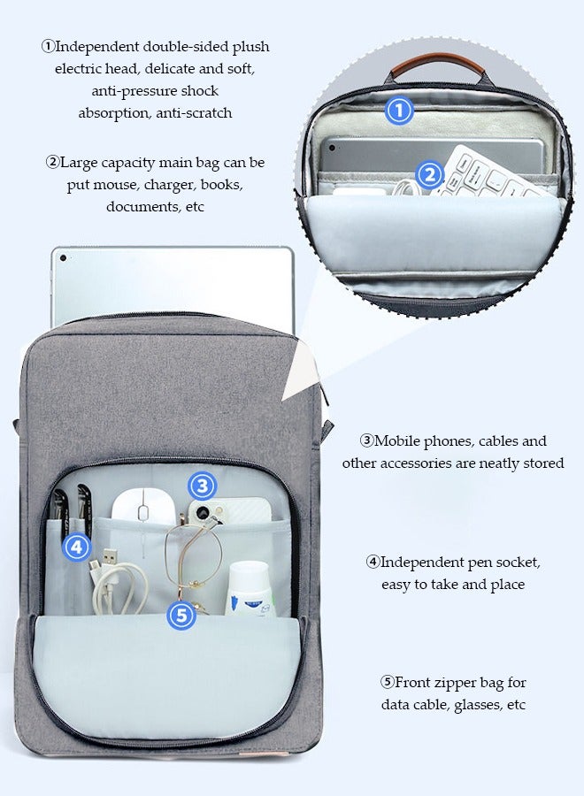 DUNISO 12-13.3 Inch Tablet Sleeve Bag with Handle and Shoulder Strap, Protective Shoulder Bag,Portable Oxford Cloth Waterproof Storage Bag, Scratch Resistant And Wear Resistant - Image 4