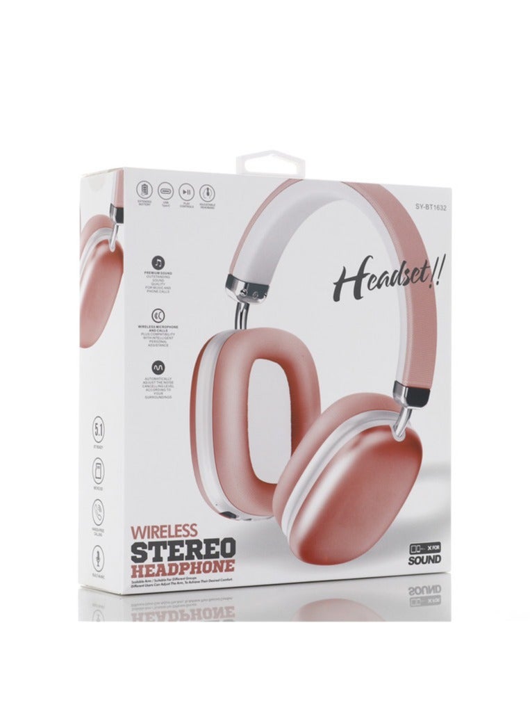 GULFLINK SY-BT1632 Wireless Headphone Gaming Headset Foldable Bluetooth Earphones Pink  - Image 2