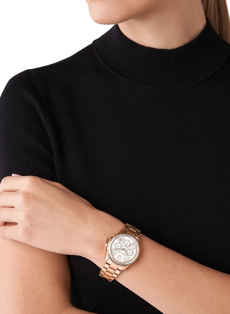 MK 7213 Everest Rose Gold Toned Chronograph Women's Watch - Image 4