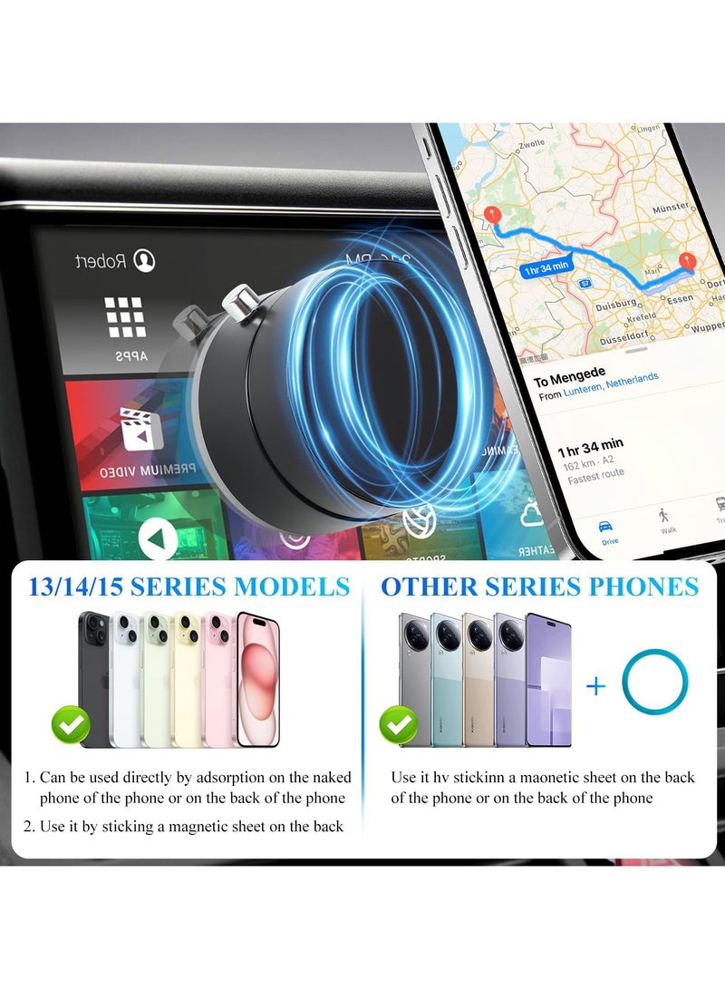 Vacuum Magnetic Suction Phone Holder, 2025 New Magnetic Suction Phone Mount, Foldable Portable Double-Sided Vacuum Magnetic adsorption Adjustable Mobile Phone Holder For All Phones Black