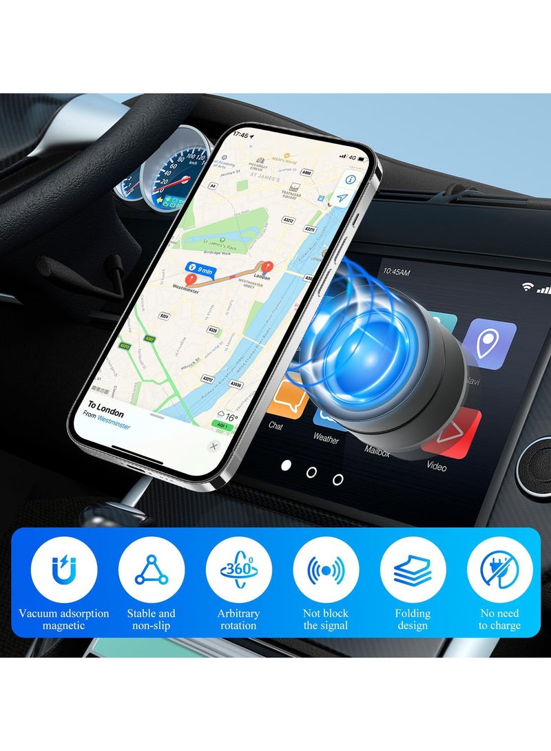 Vacuum Magnetic Suction Phone Holder, 2025 New Magnetic Suction Phone Mount, Foldable Portable Double-Sided Vacuum Magnetic adsorption Adjustable Mobile Phone Holder For All Phones Black
