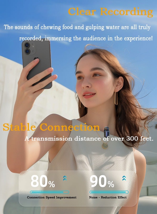 Wireless Lavalier Microphone for iPhone/Android, Mini Lapel Mic with Charging Case, Magnetic Clip, Noise Cancelling, Condenser Mic for Stream, Vlog, TikTok and YouTube  - Image 2