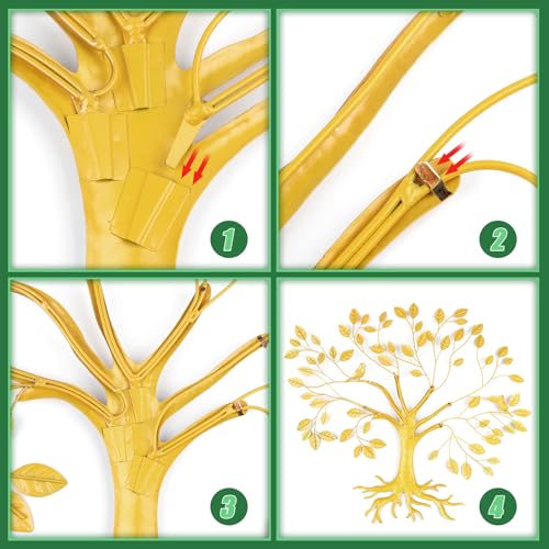 Fangoo Tree of Life Metal Wall Art Sculpture 22 x 26 inch Large Metal Tree of Life Wall Decor Wall Hanging Multi Colored Leaf Art for Living Room Bedroom Garden Porch Patio Office Home Wall Decor - Image 3