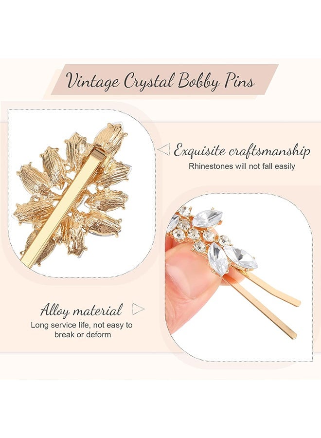 جي دي ١٠ قطع من مشابك الشعر العتيقة المرصعة بأحجار الراين، دبابيس شعر مرصعة بأحجار الراين على شكل نجمة، مشابك شعر مزخرفة على شكل زهرة وورق شجر وريشة وعباد الشمس، إكسسوارات شعر معدنية، قطعة رأس كريستالية للعرائس، إكسسوارات شعر للنساء والفتيات (ذهبي) - Image 4