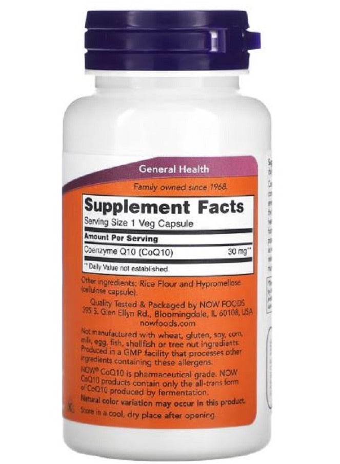 NOW CoQ10 30MG  60 VEG CAPSULES - Image 2