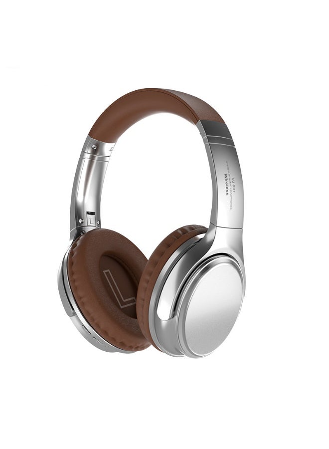 Silver Bluetooth Over-Ear Headphones – 20H Playtime Wireless Headset with Mic, Foldable Adjustable Lightweight HiFi Stereo for Cellphone/PC/Work/Travel/Home - Image 1