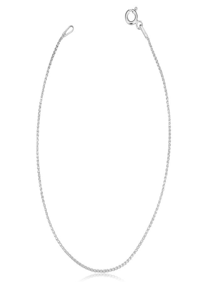 Kooljewelry Sterling Silver Round Wheat Chain Anklet (1.1 mm, 10 inch) - Image 1