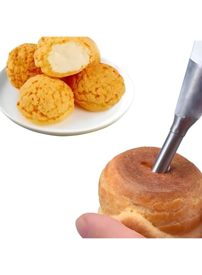 jaexest 6Pcs Cream Icing Piping Nozzle Tips, 2 Sizes Stainless Steel Long Cream Puff Nozzle Decor Pastry Piping Decorating Tools for Cupcakes Filling Donuts Home Desserts - Image 5