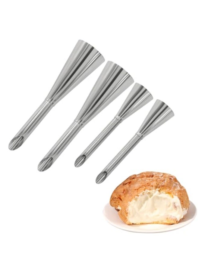jaexest 6Pcs Cream Icing Piping Nozzle Tips, 2 Sizes Stainless Steel Long Cream Puff Nozzle Decor Pastry Piping Decorating Tools for Cupcakes Filling Donuts Home Desserts - Image 3